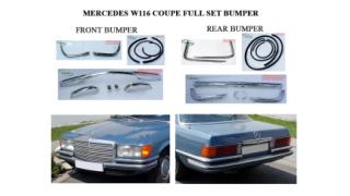 Mercedes W116 EU style stainless steel bumpers 1972-1981
