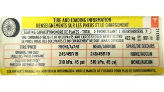 3 LBL,TIRE PRESSURE &amp; LOADING INFO LABEL Tesla model S REST 75 D 1