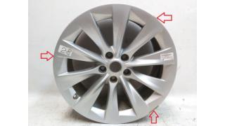 1 WHEEL, 19x8.0 ET40 - SILVER SLIPSTREAM with damage Tesla model S, mo