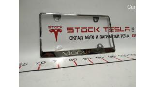 3 Rear license plate frame metal chrome Tesla model 3 1138982-00-A