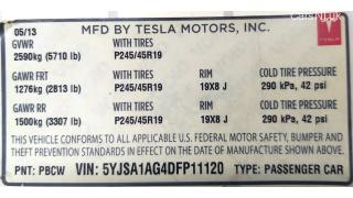 4 LBL,BLANK MFG CERTIFICATION Tesla model S 60 1462927-00-C