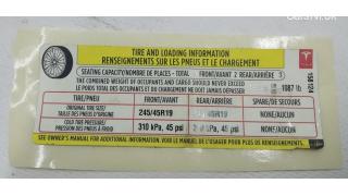 3 LBL,TIRE PRESSURE &amp; LOADING INFO LABEL Tesla model S REST 75 101