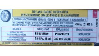 3 LBL,TIRE PRESSURE &amp; LOADING INFO LABEL Tesla model S 85 1013935-