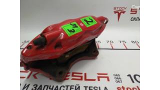 1 Rear left brake caliper RED PERFORMANCE OPTION (W/ pads) Tesla model