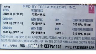 4 LBL,BLANK MFG CERTIFICATION Tesla model S 85 1462927-00-C