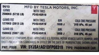 4 LBL,BLANK MFG CERTIFICATION Tesla model S 70 1462927-00-C