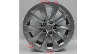 1 WHEEL, 19x8.0 ET40 - SILVER SLIPSTREAM with damage Tesla model S, mo