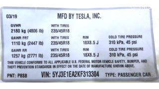 2 LBL,BLANK MFG CERTIFICATION Tesla model 3 1462927-00-C