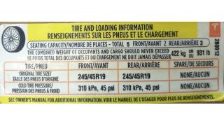 3 LBL,TIRE PRESSURE &amp; LOADING INFO LABEL Tesla model S REST 75 101